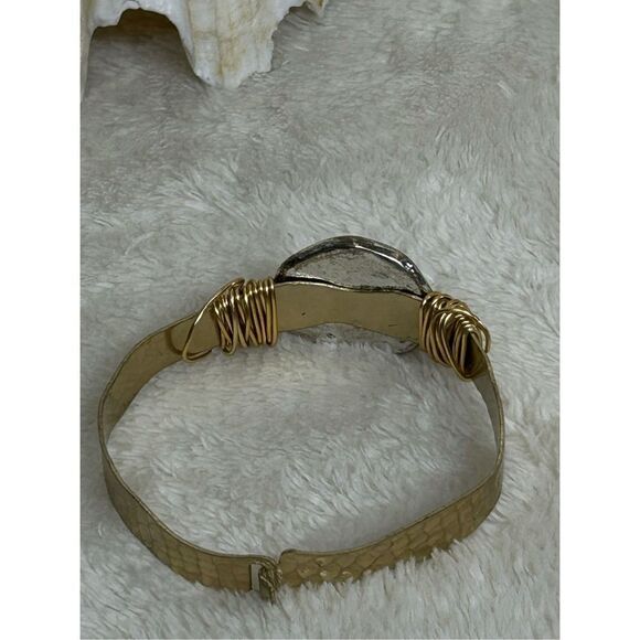 Hand Crafted Gold with Tree on Silver Oval - Picture 4 of 5